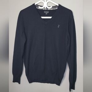 Bruun & Stengade Men's Black V-Neck Sweater Wool Blend Classic Wardrobe Staple